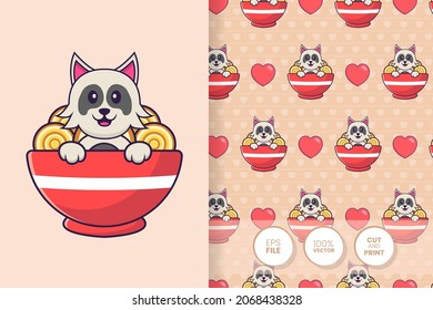 Cute dog cartoon character. seamless pattern background