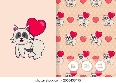 Cute dog cartoon character. seamless pattern background