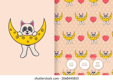 Cute dog cartoon character. seamless pattern background