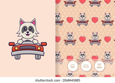 Cute dog cartoon character. seamless pattern background