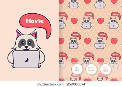 Cute dog cartoon character. seamless pattern background