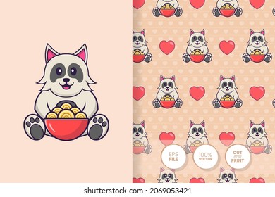 Cute dog cartoon character. seamless pattern background