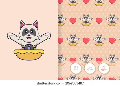 Cute dog cartoon character. seamless pattern background