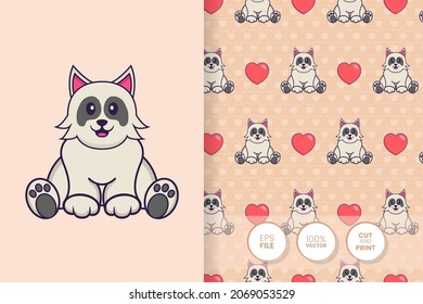 Cute dog cartoon character. seamless pattern background