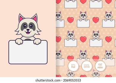 Cute dog cartoon character. seamless pattern background