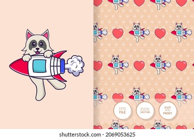 Cute dog cartoon character. seamless pattern background