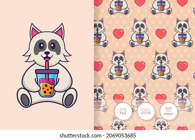 Cute dog cartoon character. seamless pattern background