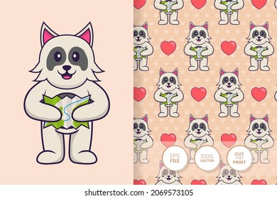 Cute dog cartoon character. seamless pattern background