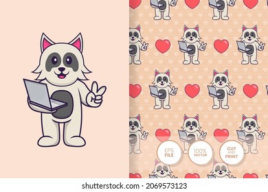 Cute dog cartoon character. seamless pattern background