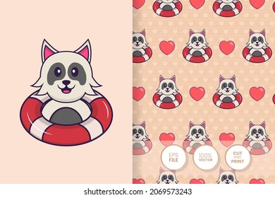 Cute dog cartoon character. seamless pattern background