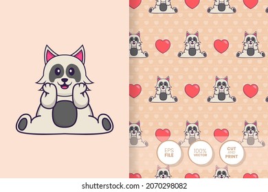 Cute dog cartoon character. seamless pattern background