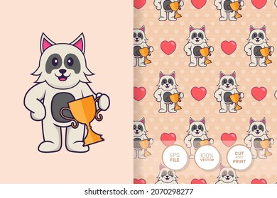 Cute dog cartoon character. seamless pattern background