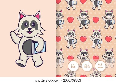 Cute dog cartoon character. seamless pattern background