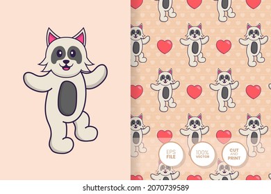 Cute dog cartoon character. seamless pattern background