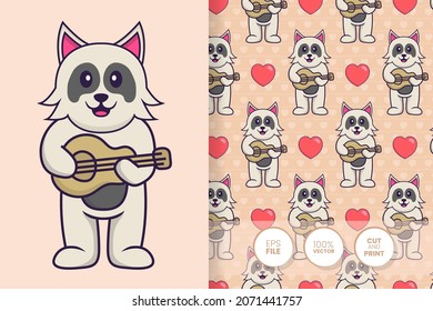 Cute dog cartoon character. seamless pattern background