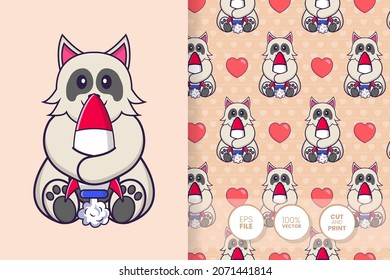 Cute dog cartoon character. seamless pattern background