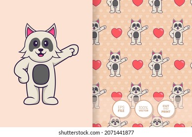 Cute dog cartoon character. seamless pattern background