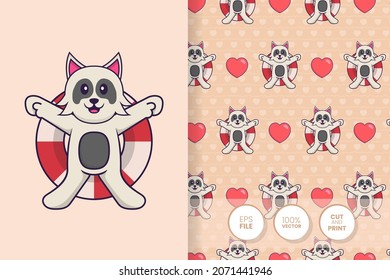 Cute dog cartoon character. seamless pattern background