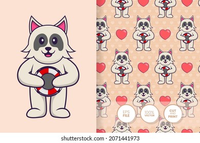 Cute dog cartoon character. seamless pattern background