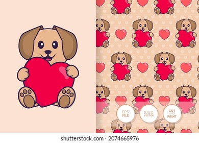 Cute dog cartoon character. seamless pattern background