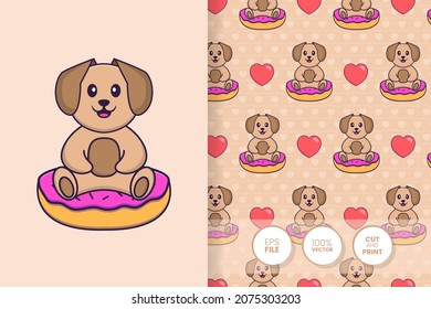 Cute dog cartoon character. seamless pattern background