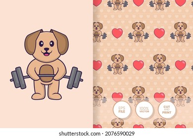 Cute dog cartoon character. seamless pattern background