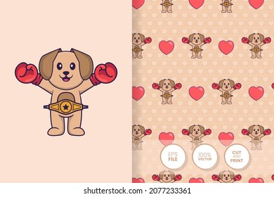 Cute dog cartoon character. seamless pattern background