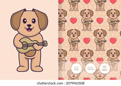 Cute dog cartoon character. seamless pattern background
