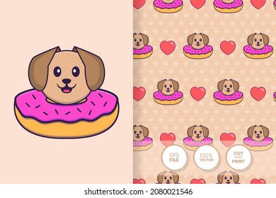 Cute dog cartoon character. seamless pattern background