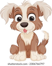 Cute dog cartoon character sitting illustration