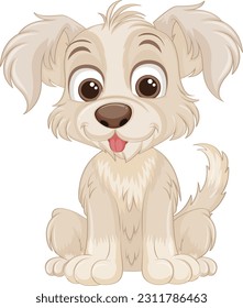 Cute dog cartoon character sitting illustration
