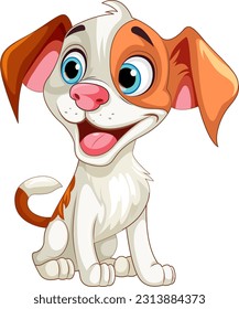 Cute dog cartoon character sitting illustration