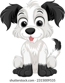 Cute dog cartoon character sitting illustration