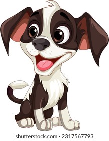 Cute dog cartoon character sitting illustration