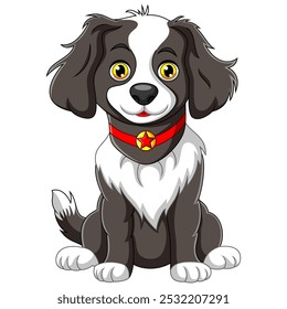 Cute dog cartoon character sitting. Vector illustration