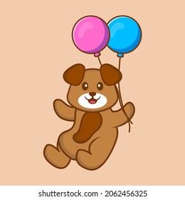 Cute dog cartoon character vector illustration.