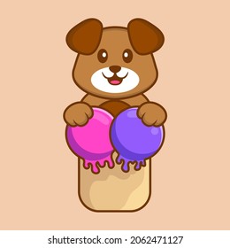 Cute dog cartoon character vector illustration.