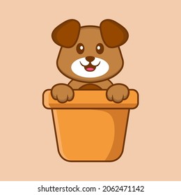 Cute dog cartoon character vector illustration.