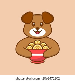 Cute dog cartoon character vector illustration.