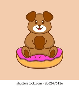 Cute dog cartoon character vector illustration.