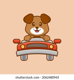 Cute dog cartoon character vector illustration.