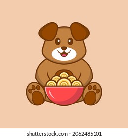 Cute dog cartoon character vector illustration.