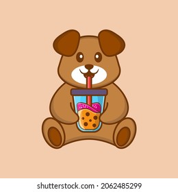 Cute dog cartoon character vector illustration.