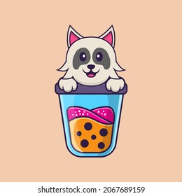 Cute dog cartoon character vector illustration.