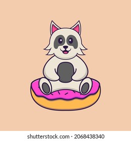 Cute dog cartoon character vector illustration.
