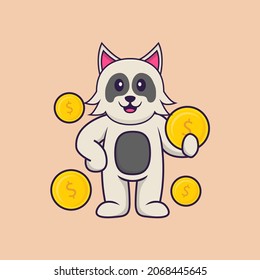 Cute dog cartoon character vector illustration.
