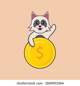 Cute dog cartoon character vector illustration.