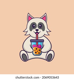 Cute dog cartoon character vector illustration.