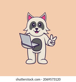 Cute dog cartoon character vector illustration.