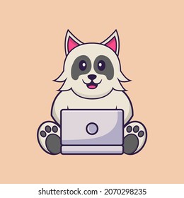 Cute dog cartoon character vector illustration.
